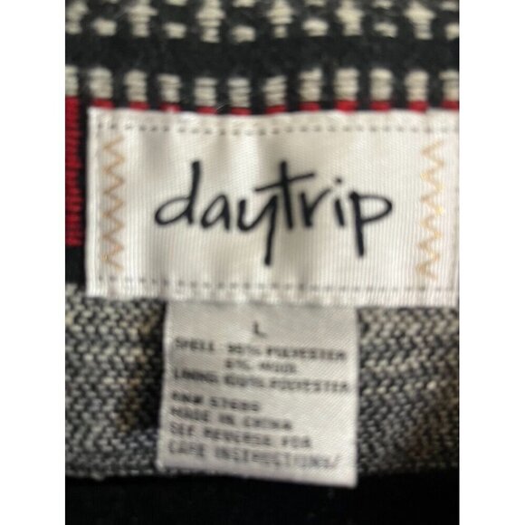 Daytrip Wool Animal Print Jacket L Black Striped Aztec Western Boho Classic Chic - Picture 2 of 14